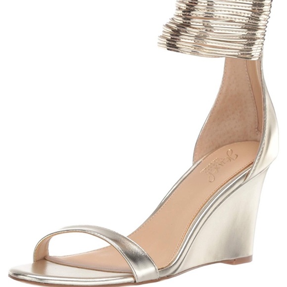 Badgley Mishka Silver Wedge Heels - Picture 2 of 5